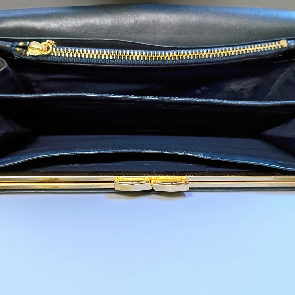 Vintage Yves Saint Laurent Croc Embossed Convertible Wallet Clutch w/ Gold Chain - Picture 10 of 14